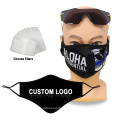 Masques faciaux de logo personnalisés Costume élégant Tissu noir Design imprimé Kids Marque de coton masque et masque de coton de marque personnalisée